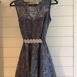 Betsy Adam, gray dress, mother of the bride sz 6